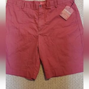 Arrow Mens Chino Shorts Size 42W Khaki Rust Red 9 Inch Inseam Cotton NWT